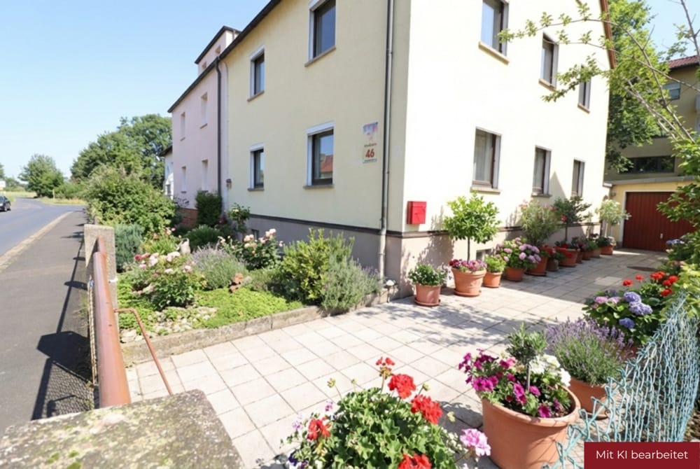 So könnte der Vorgarten/Hofeinfahrt aussehen (KI-generiert)